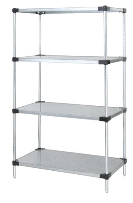 Quantum WR86-2160SG 60" W x 21" D Galvanized Steel Solid Shelving Starter Kit