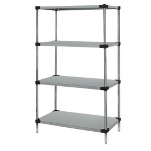 Quantum WRS4-74-2142SS 42" W x 21" D Stainless Steel Solid Shelving Starter Kit