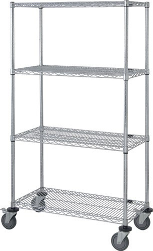Quantum M1848C46 48" W x 18" D x 69" H Chrome Plated 4 Wire Shelves Mobile Cart
