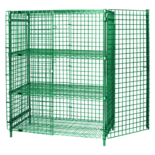 Quantum 2160-63SECP-2 63" H x 60" W x 21" D Green Epoxy Coated Finish Stationary Security Unit