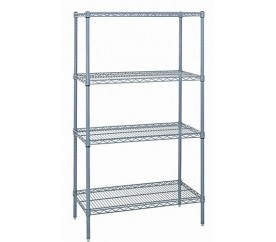 Quantum WR86-3648GY 48" W x 36" D x 86" H Gray Epoxy Antimicrobial Finish Wire Shelving Starter Kit