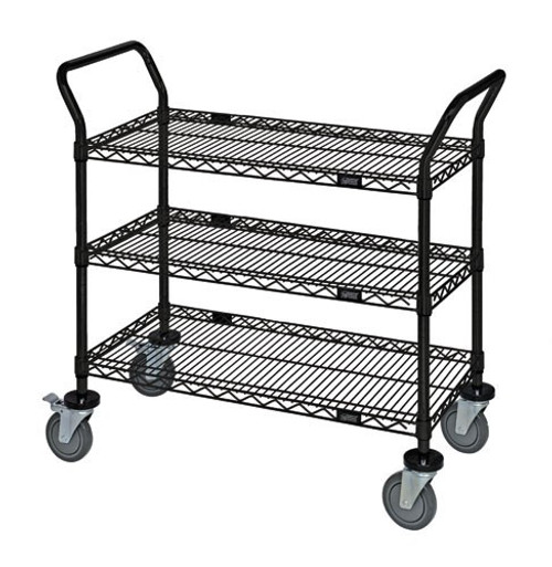 Quantum WRC-1836BK-3 37.5" H x 36" W x 18" D 3 Shelves 2 U Shaped Handles Open Base Utility Cart