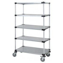 Quantum M1836SG47-5 36" W x 18" D x 80" H Antimicrobial Coating 5 Solid Shelves Mobile Cart