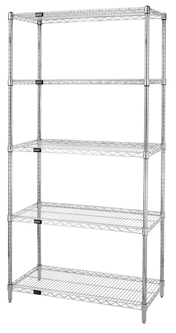 Quantum WR63-3660C-5 60" W x 36" D Chrome Plated Wire Shelving Starter Kit