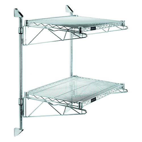 Quantum WC34-CB2472C 72" W x 24" D Chrome Plated Finish Cantilever Double Shelf Post Wall Mount