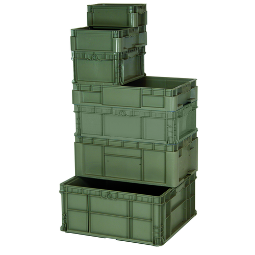 Quantum RSO1215-5 15" D Gray Polyethylene Stacker Straight Wall Container