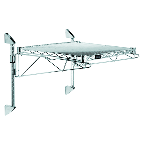 Quantum WC14-CB2160C 60" W x 18" D Chrome Plated Finish Cantilever Single Shelf Post Wall Mount