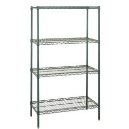 Quantum WR54-3660P 60" W x 36" D Green Epoxy Finish Includes 4 Wire Shelves Wire Shelving Starter Kit