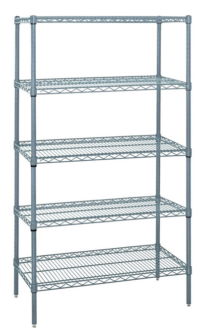 Quantum WR63-3072GY-5 72" W x 30" D Epoxy Coated Wire Shelving Starter Kit
