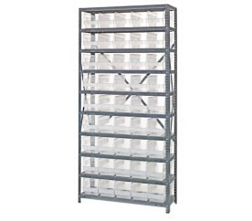 Quantum 1275-202CL 12" D x 36" L x 75" H Galvanized Steel Finish Heavy Duty Shelving Unit