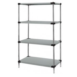 Quantum WRS4-74-1460SS 60" W x 14" D Stainless Steel Solid Shelving Starter Kit