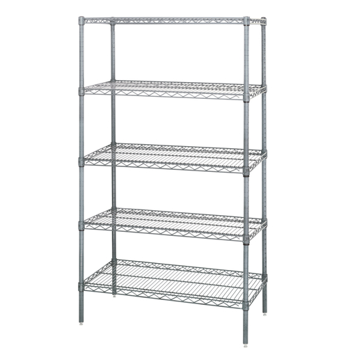 Quantum WR63-1860C-5 60" W x 18" D x 63" H Chrome Plated Wire Shelving Starter Kit
