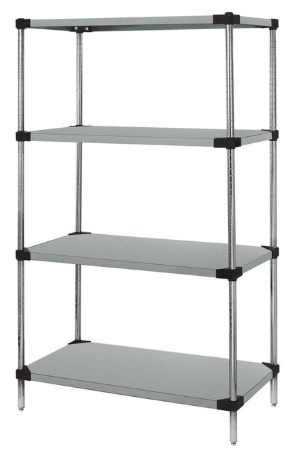 Quantum WRS4-54-2142SS 42" W x 21" D Stainless Steel Solid Shelving Starter Kit