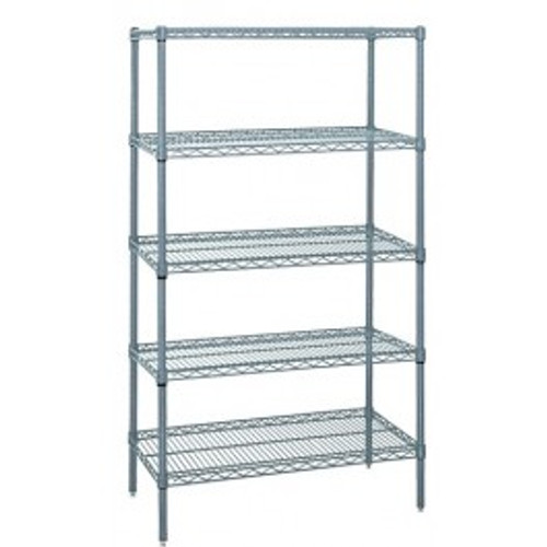 Quantum WR54-2442GY-5 42" W x 24" D Gray Epoxy Finish Includes 5 Wire Shelves Wire Shelving Starter Kit