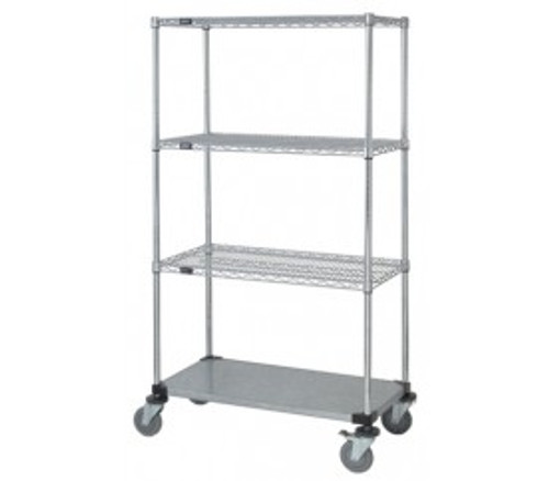 Quantum M2460CG46 60" W x 24" D x 69" H Chrome Plated 4 Shelves Mobile Cart