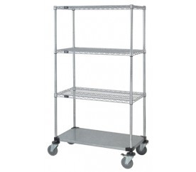Quantum M2460CG46 60" W x 24" D x 69" H Chrome Plated 4 Shelves Mobile Cart