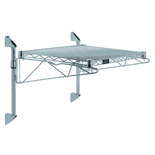 Quantum WC14-CB1854GY 54" W x 18" D Gray Epoxy Antimicrobial Finish Cantilever Single Shelf Post Wall Mount
