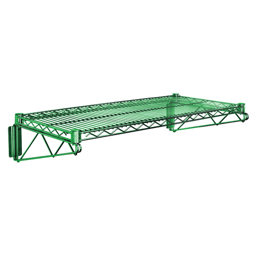 Quantum WDWB1430P 30" W x 14" D Green Epoxy Antimicrobial Finish Wall Mount Cantilever Single Shelf
