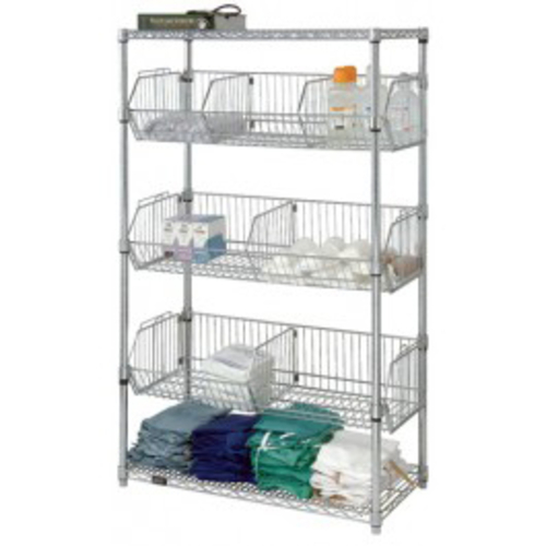 Quantum 1836BC6C 36" W x 18" D x 63" H Chrome Plated 3 Wire Basket Unit