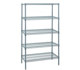 Quantum WR54-1872GY-5 72" W x 18" D x 54" H Gray Epoxy Antimicrobial Finish Wire Shelving Starter Kit