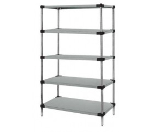 Quantum WRS5-86-2124SS 24" W x 21" D x 86" H Stainless Steel Solid Shelving Starter Kit