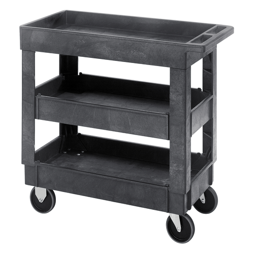 Quantum PC3518-33-3 550 Lb. Polymer Gray Three Shelves Utility Cart