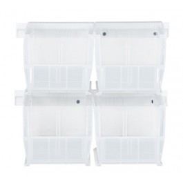 Quantum HNS230CL Complete Package with 4 Clear Bin QUS230 and 2 Bin Rails Hang-n-Stack Bin
