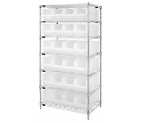 Quantum WR7-951CL 36" W x 24" D x 74" H Wire Shelving Container System