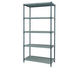 Quantum WR74-1854WPM-5 54" W x 18" D x 74" H Green 5 Louvered Wire Plastic Mat Shelving Unit