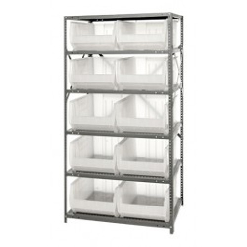 Quantum 2475-954CL 75" H x 36" W x 24" D Heavy Duty Galvanized Steel Finish 10 Clear Bins Shelving Unit