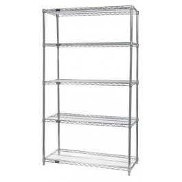Quantum WR63-1430C-5 30" W x 14" D x 63" H Chrome Plated Wire Shelving Starter Kit