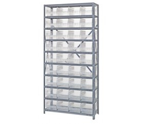 Quantum 1275-207CL 12" D x 36" L x 75" H Galvanized Steel Finish Heavy Duty Shelving Unit