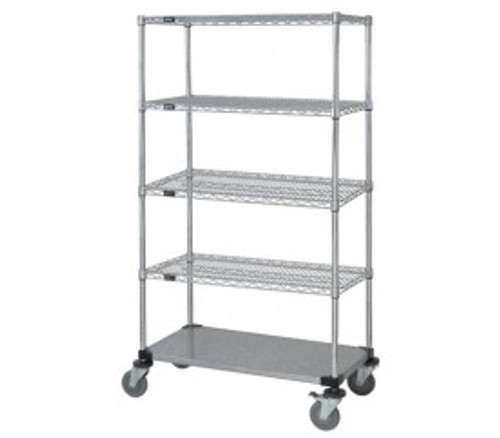 Quantum M2448CG47-5 48" W x 24" D x 80" H Chrome Plated 5 Shelves Mobile Cart