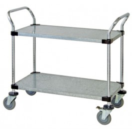 Quantum WRC-1848-2G 37.5" H x 48" W x 18" D 2 Shelves 2 U Shaped Handles Open Base Utility Cart