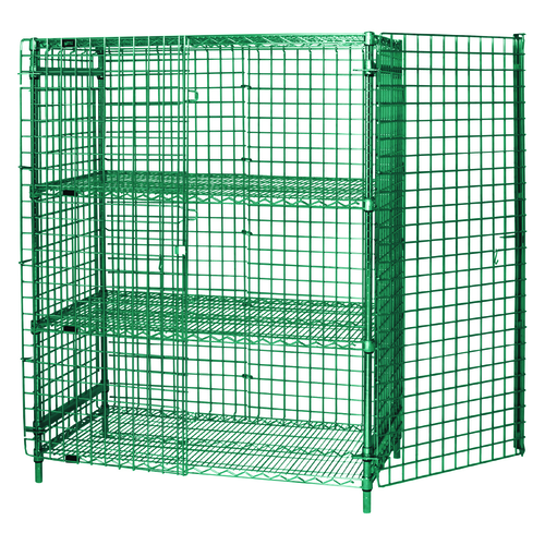 Quantum 2448-63SECP-2 63" H x 48" W x 24" D Green Epoxy Coated Finish Stationary Security Unit