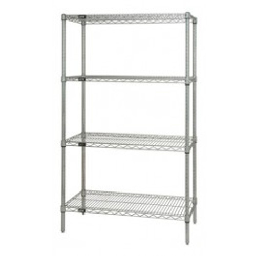 Quantum WR54-3036S 36" W x 30" D 304 Stainless Steel Includes 4 Wire Shelves Wire Shelving Starter Kit