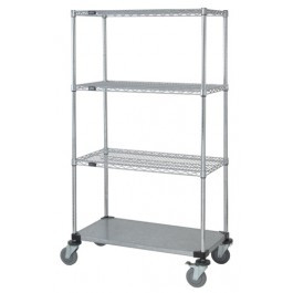 Quantum M1836CG47 36" W x 18" D x 80" H Chrome Plated 4 Shelves Mobile Cart