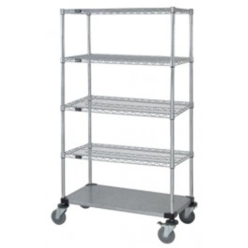 Quantum M1836CG46-5 36" W x 18" D x 69" H Chrome Plated 5 Shelves Mobile Cart