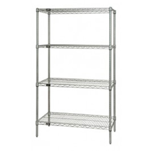Quantum WR86-1872C 72" W x 86" H x 18" D Chrome Plated Finish Wire Shelving Starter Kit