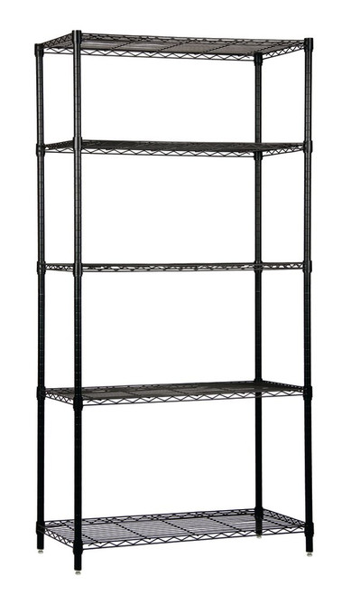 Quantum WR74-1242BK-5 42" W x 12" D Epoxy Coated Wire Shelving Starter Kit