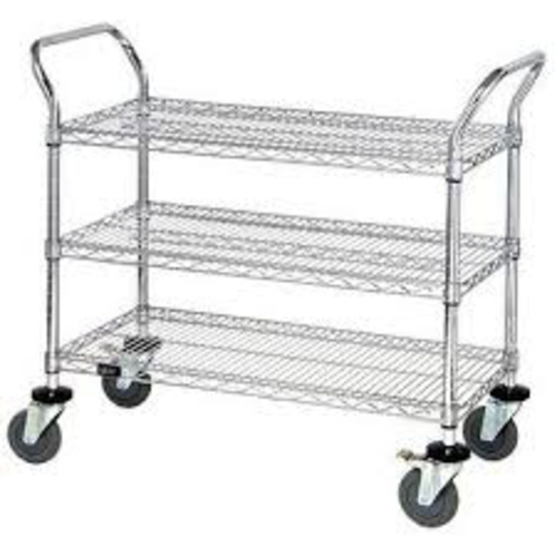 Quantum WRC-1836-3 37.5" H x 36" W x 18" D 3 Shelves 2 U Shaped Handles Open Base Utility Cart