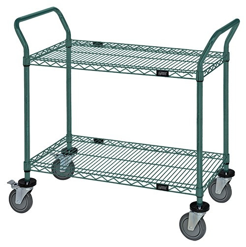 Quantum WRC-2436P-2 37.5" H x 36" W x 24" D 2 Shelves 2 U Shaped Handles Open Base Utility Cart