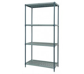 Quantum WR63-1872WPM 72" W x 18" D x 63" H Green 4 Louvered Wire Plastic Mat Shelving Unit