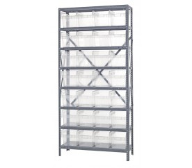 Quantum 1275-SB807CL 12" D x 36" L x 75" H Galvanized Steel Finish Heavy Duty Shelving Unit