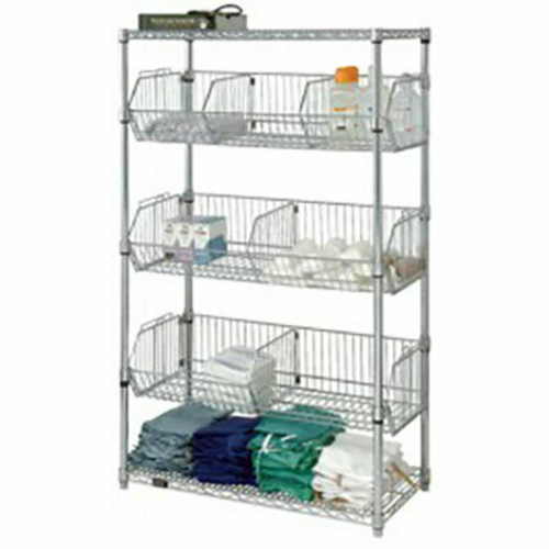 Quantum 1848BC6C 48" W x 18" D x 63" H Chrome Plated 3 Wire Basket Unit
