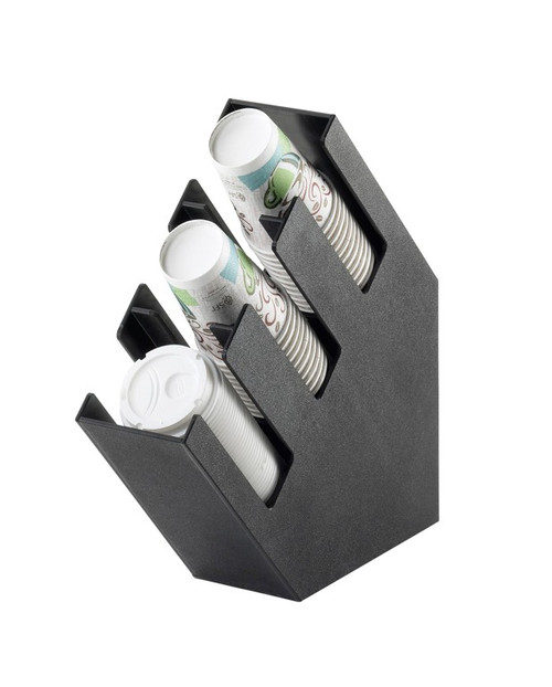 Cal-Mil 2048-3 4-1/2" W x 16-1/4" D x 16-1/4" H Black ABS-Plastic Classic Lid / Cup Organizer