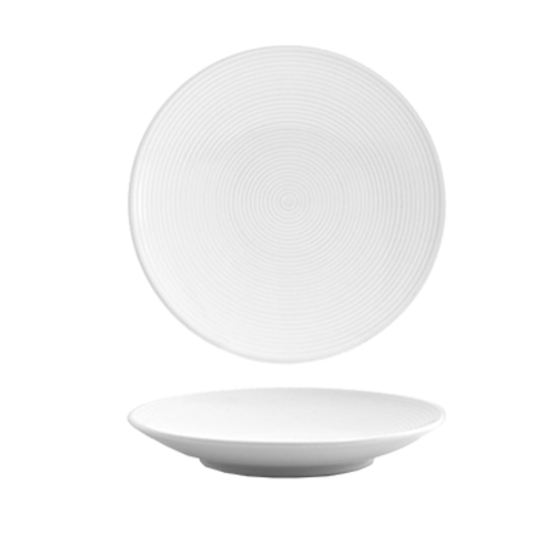 FOH DBB001WHP23 6.5" Dia. White Round Porcelain Spiral Plate (12 Each Per Case)