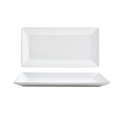 FOH DAP001WHP23 9" W x 5" D Rectangle Porcelain Linear Design Kyoto Plate (12 Each Per Case)