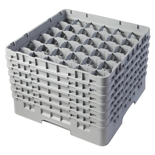 Cambro 36S1114151 19 3/4" x 19 3/4" x 13 3/4" Soft Gray 36 Compartments Full Size with 6 Extenders Camrack Glass Rack - 2 Cases