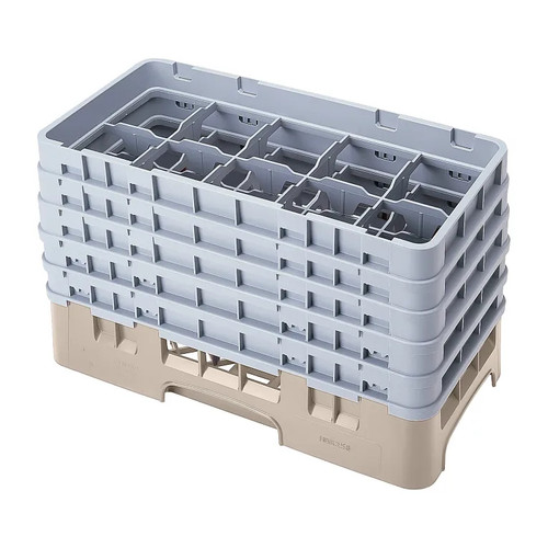Cambro 17HS958184 10" x 19 3/4" x 12 1/8" Beige 17 Compartments Half Size with 5 Extenders Camrack Glass Rack - 2 Cases